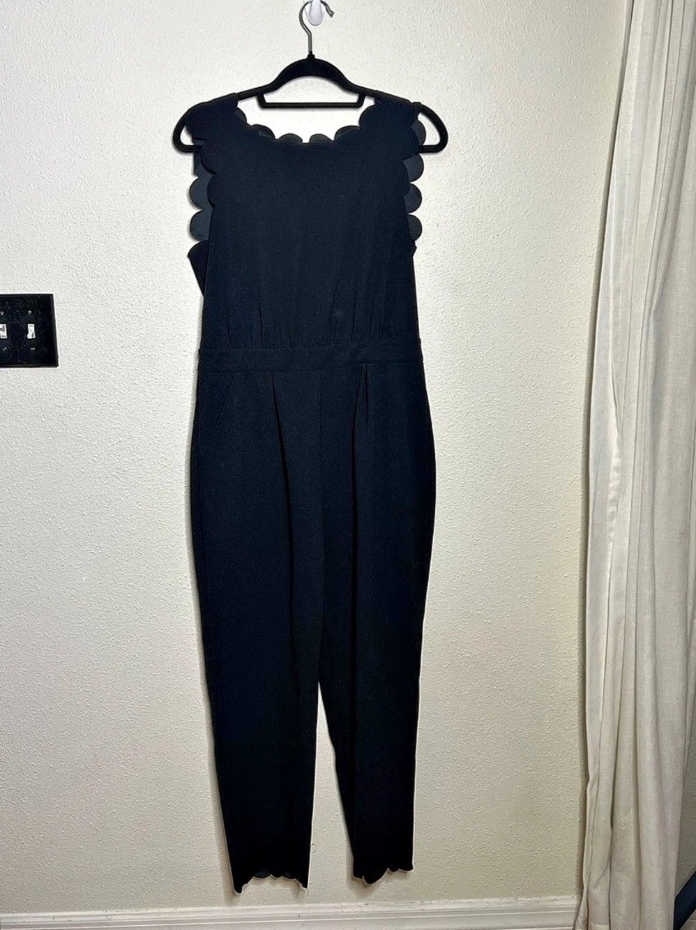Black Scalloped Trim Jumpsuit Size Medium Like New